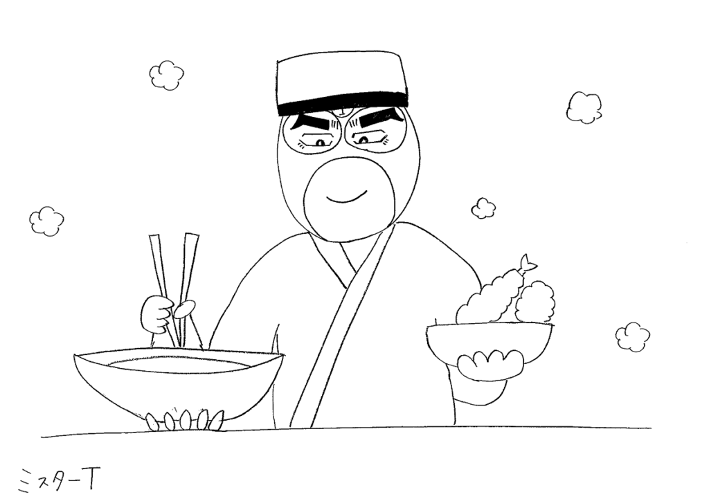 天ぷらをあげるミスターT